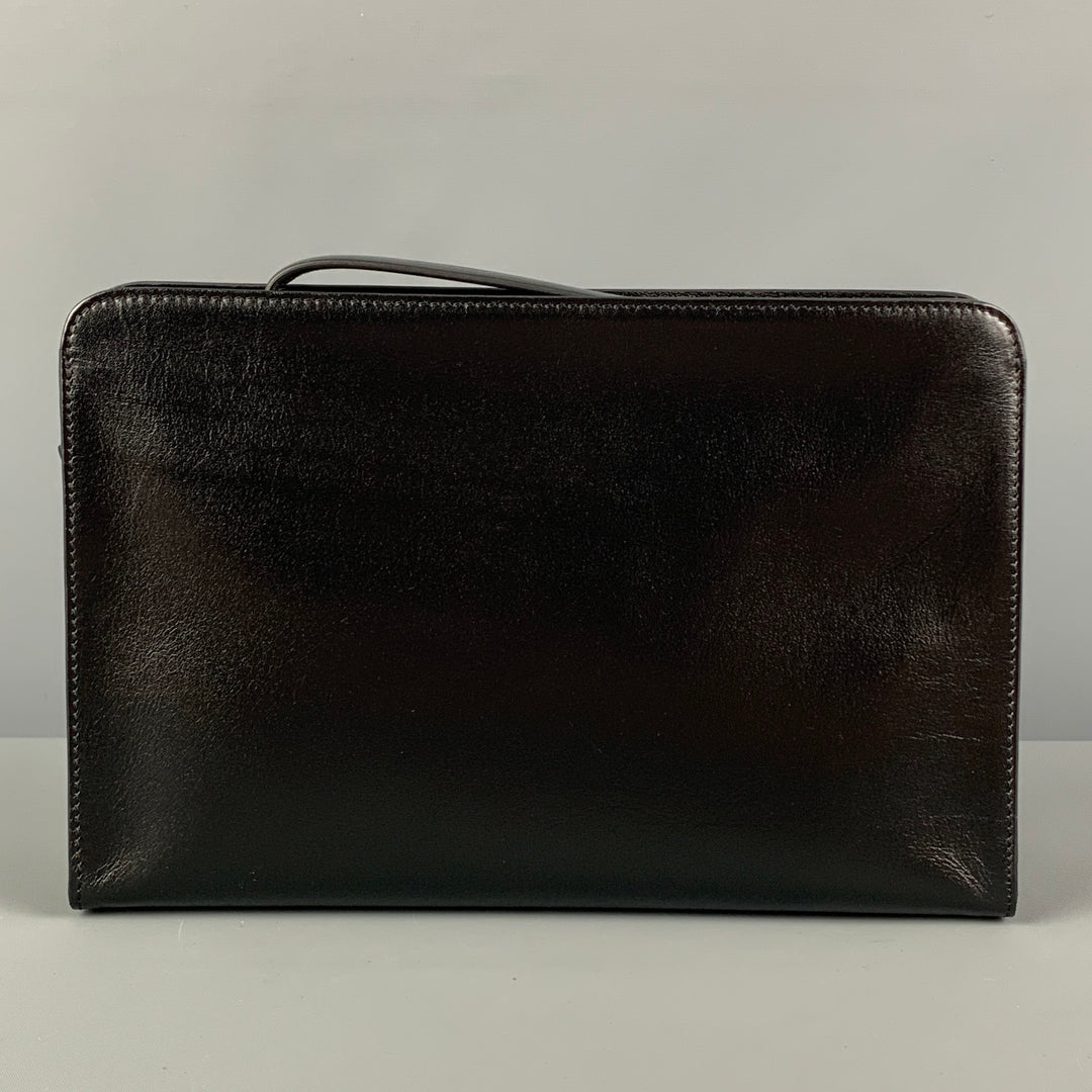 GOLDPFEIL Black Leather Wristlet Oxford Bag