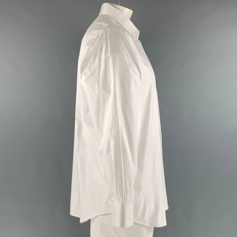 DAVID AUGUST Size XL White Monogram Cotton Button Up Long Sleeve Shirt