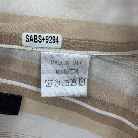 GUCCI Size M Beige Khaki Stripe Cotton Button Up Long Sleeve Shirt