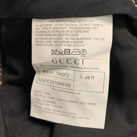 GUCCI Size 32 Brown Cream Dots Wool  Polyamide Flat Front Dress Pants