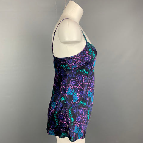 LISE CHARMEL Size M Black & Purple Silk / Polyester Casual Top