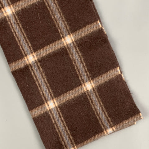 SAKS FIFTH AVENUE Brown Plaid Cashmere Fringe Scarf