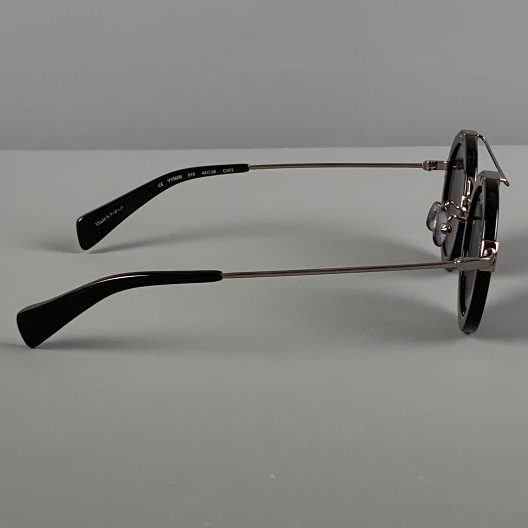 YOHJI YAMAMOTO Black & Silver Acetate Round Sunglasses