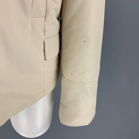 JIL SANDER Size 6 Cream Cotton Blend Hidden Hood Jacket