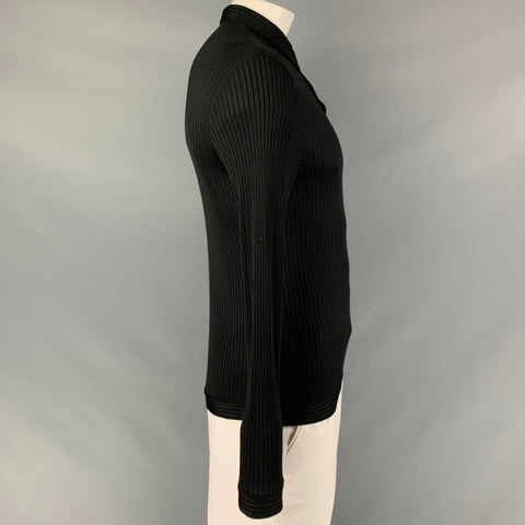 ARMANI COLLEZIONI Size L Black Ribbed Viscose Collar Pullover