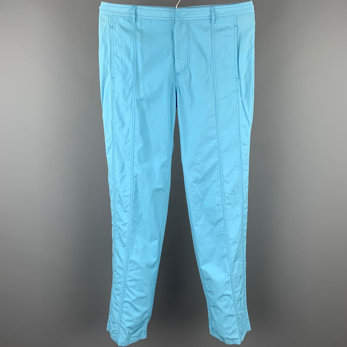 BALENCIAGA Size 34 Light Blue Cotton Zip Fly Casual Pants