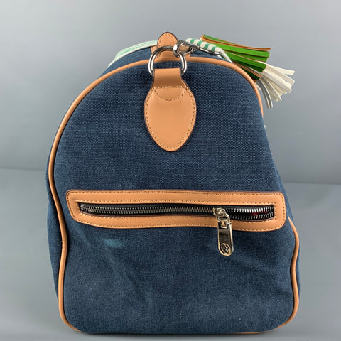 ADRIENNE VITTADINI Blue Canvas Duffle Bag