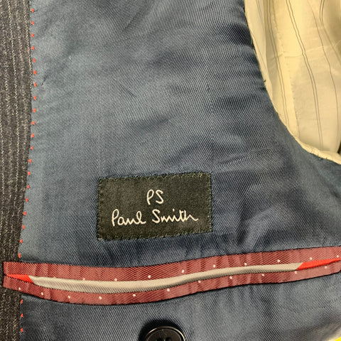 PS by PAUL SMITH Size 38 Navy Grey Stripe Wool Blend Notch Lapel Suit