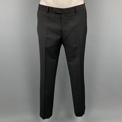 SAND Taille 42 Costume à revers cranté en laine noire régulière