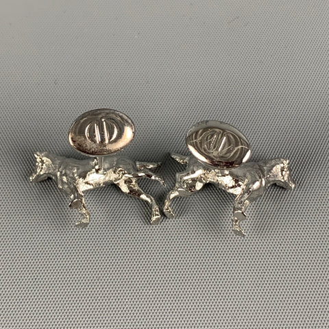 VINTAGE Silver Tone Dogs Cuff Links