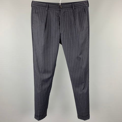 PAUL SMITH Size 32 Navy Pinstripe Wool Pleated Dress Pants