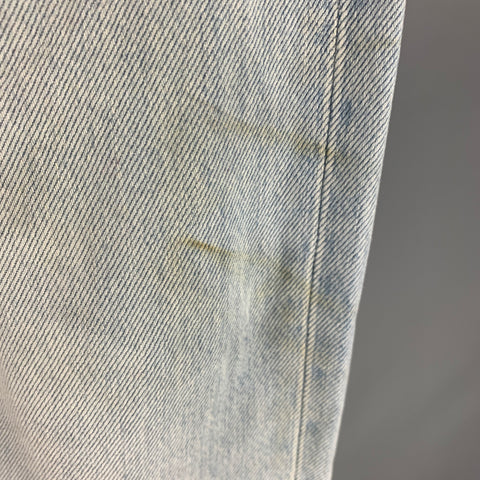 SAINT LAURENT Size 33 Light Blue Cotton Elastane Button Fly Jeans