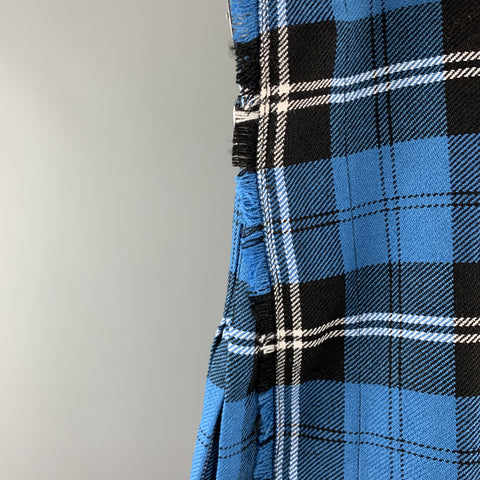 WENCHES AT WORK CREATION Size 34 Blue & Black Plaid Acrylic Kilt