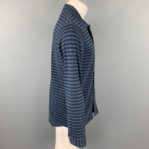 ENGINEERED GARMENTS Size M Navy & Black Stripe Cotton Long Sleeve Shirt