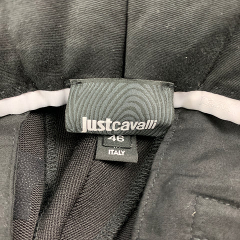 JUST CAVALLI Size 32 Black & White Wool Zip Fly Dress Pants