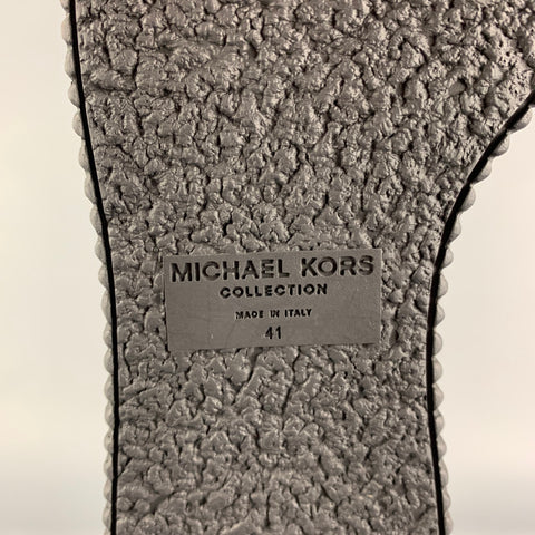 MICHAEL KORS Talla 11 Zapatos de plataforma con tachuelas de cuero blanco azul marino
