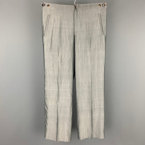 JEAN PAUL GAULTIER Size 32 Grey Silk Side Tabs Dress Pants