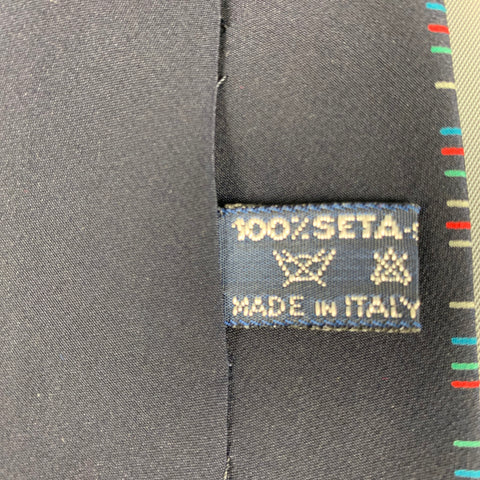MILA SCHON Black Multi-Color Flags Silk Tie