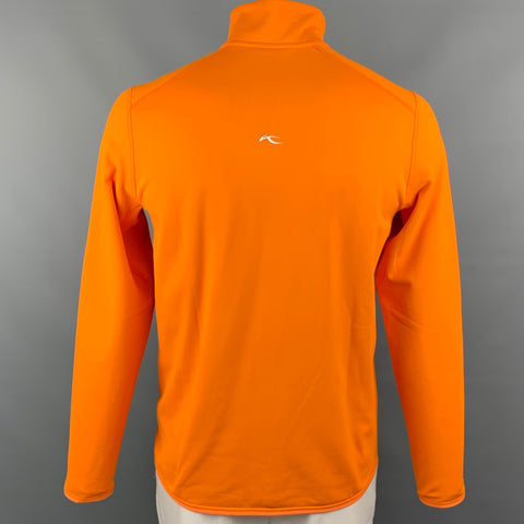 KJUS Size L Orange Polyester High Collar Zip Up Jacket