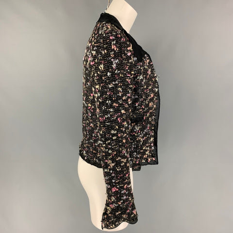 CHANEL B2619 04A Talla 4 Chaqueta con frente abierto bouclé multicolor negro