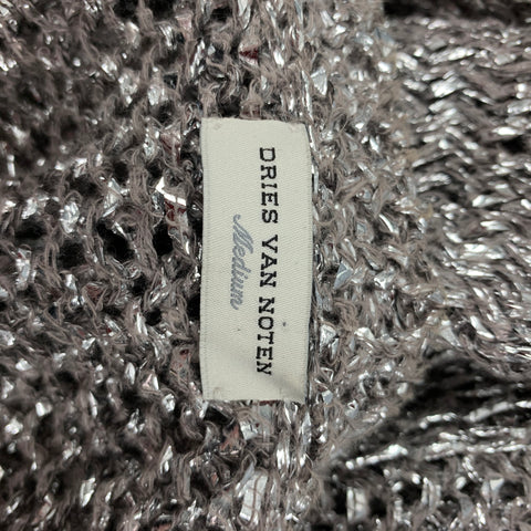 DRIES VAN NOTEN Size M Silver Metallic Cotton / Polyester Cardigan