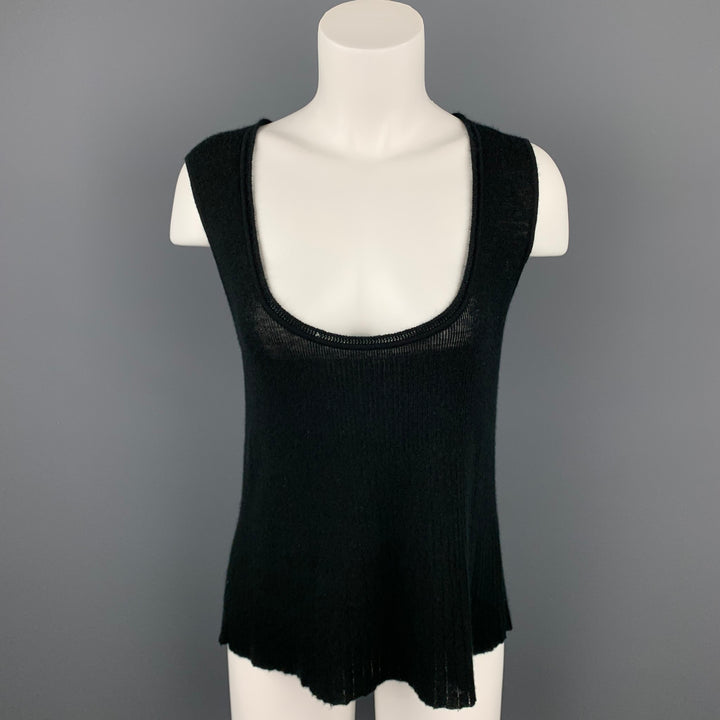 YVES SAINT LAURENT Size L Black Knitted Cashmere Tank Top