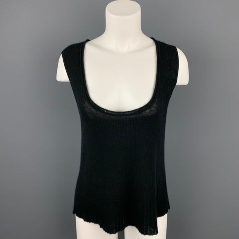 YVES SAINT LAURENT Débardeur en cachemire tricoté noir Taille L