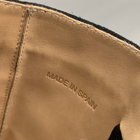 JIL SANDER Talla 7.5 Botas con hebilla de latón y ante negro