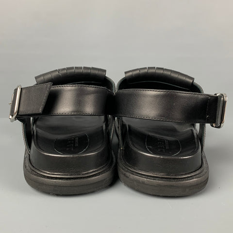 MARNI Size 11 Black Leather Eyelash Sandals