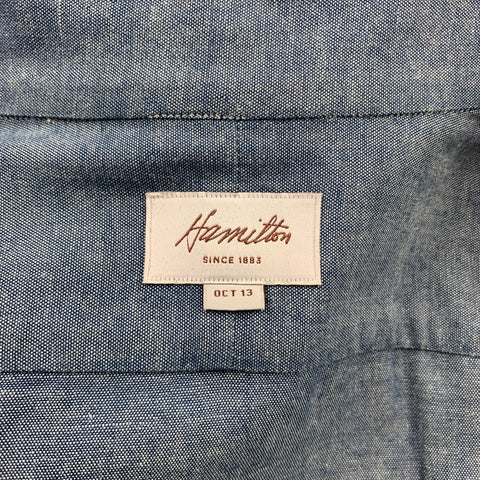HAMILTON Size XL Blue Chambray Button Down Long Sleeve Shirt