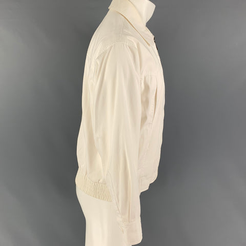 Vintage YVES SAINT LAURENT Size M White Cotton Zip Up Jacket