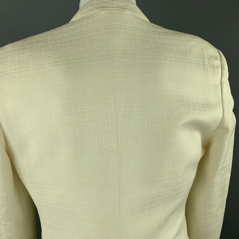 DOLCE & GABBANA Size 40 Cream Textured Cotton / Silk Peak Lapel Sport Coat