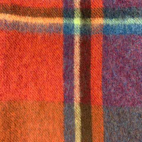 BEGG Brick Plaid Wool / Angora Fringe Scarf