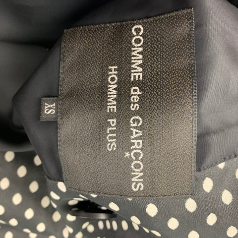 COMME des GARCONS HOMME PLUS Size XS Black White Polka Dot Polyester Coat