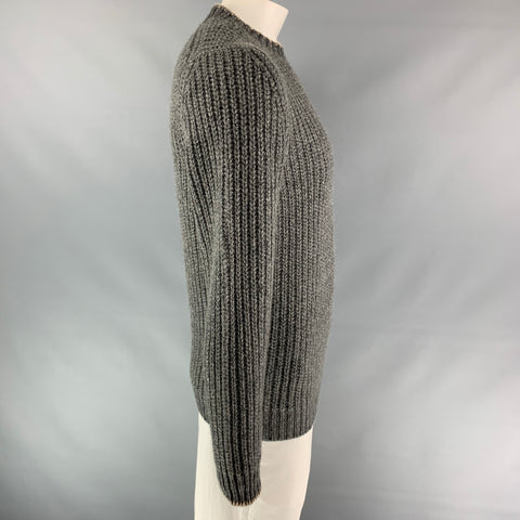 BRUNELLO CUCINELLI Size 42 Dark Gray Knitted Cashmere Crew-Neck Sweater