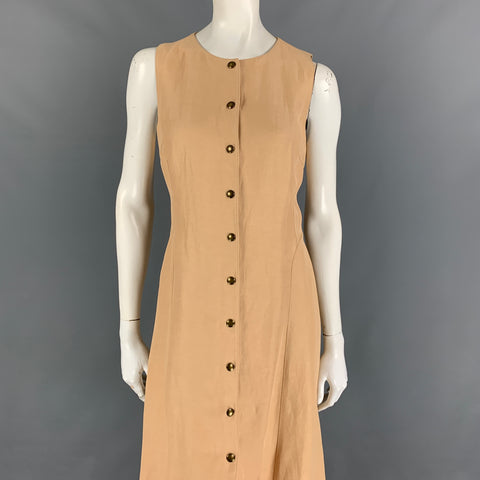 Colección RALPH LAUREN Talla 8 Vestido con broches en mezcla de acetato beige