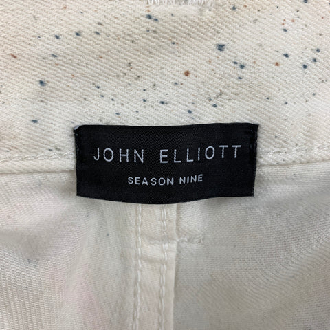 JOHN ELLIOTT Size 30 Off White Black Paint Splatter Cotton Skinny Dress Pants