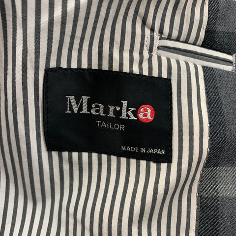 MARKA TAILOR Size 36 Grey Plaid Wool Notch Lapel Sport Coat