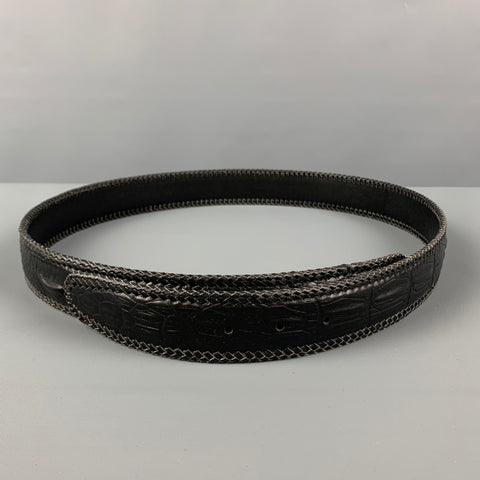 CUSTOM MADE Black Textured Alligator Leather Belt Strap