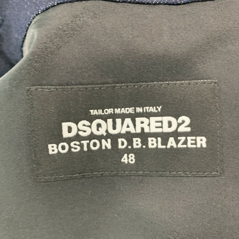 DSQUARED2 Talla 38 Abrigo deportivo de doble botonadura de lino y algodón liso índigo