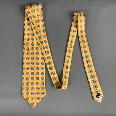 ERMENEGILDO ZEGNA Yellow Blue Circles Silk Tie