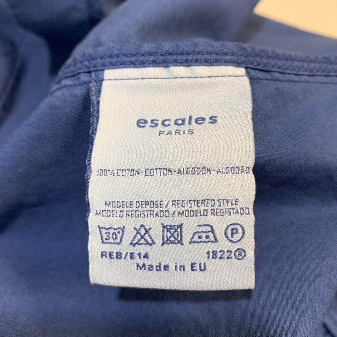 ESCALES Size M Blue Cotton Double Breasted Embossed Buttons Jacket