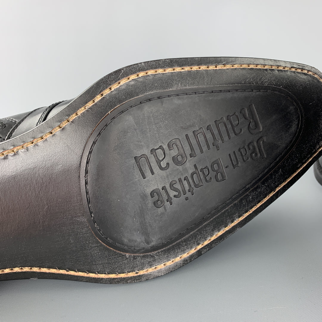 JEAN-BAPTISTE RAUTUREAU  Size 11 Black Leather Belt Straps Ankle Boots