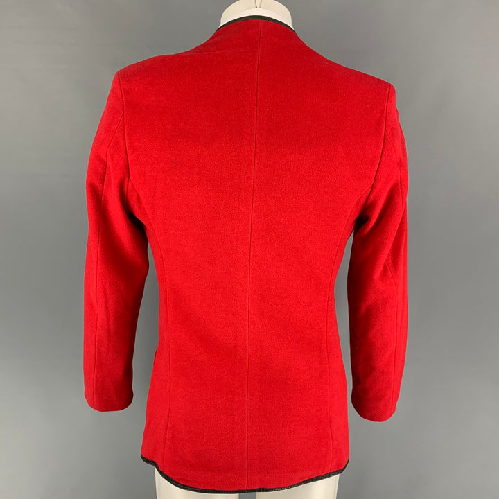 THIERRY MUGLER Taille 40 Veste sans col en laine rouge Angora