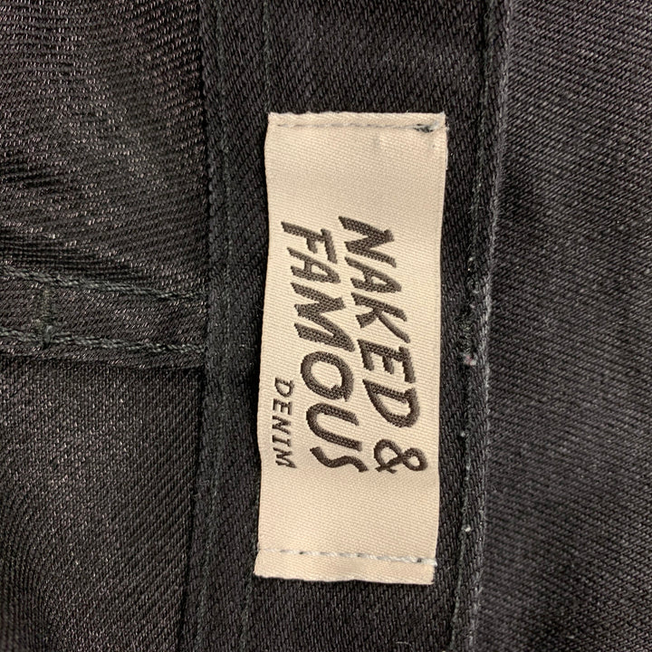 NAKED AND FAMOUS Wierd Guy Size 30 Black Cotton Blend Straight Button Fly Jeans
