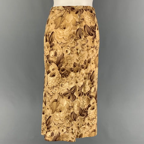 DOLCE & GABBANA Size 6 Beige Brown Silk Floral Pencil Skirt Set
