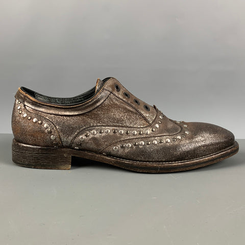 JOHN VARVATOS Size 9 Brown Distressed Leather Loafer Lace Up Shoes