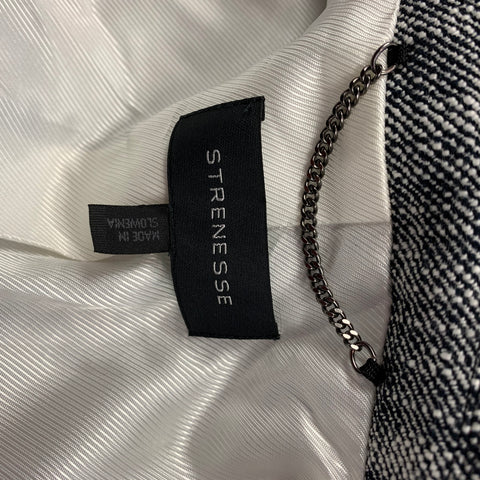 STRENESSE Talla 4 Blazer de mezcla de algodón blanco y negro