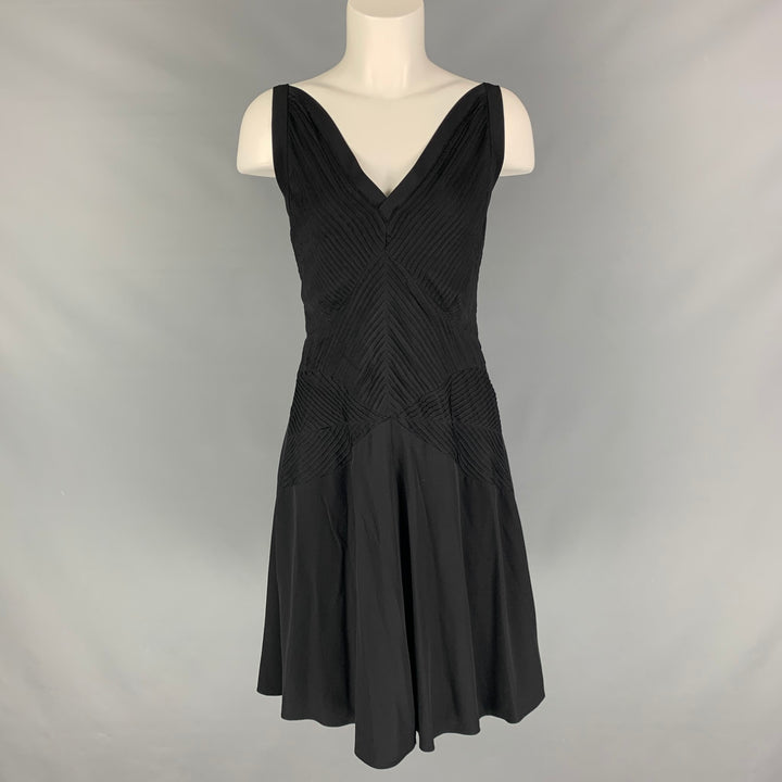BALENCIAGA Size 4 Black Silk Ribbed Dress
