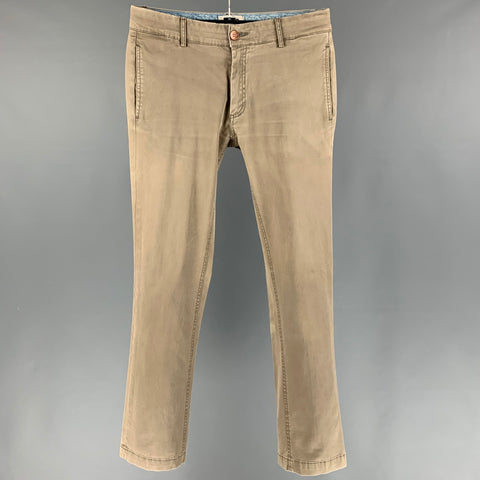 ACNE Taille 30 Pantalon décontracté Lyrca en coton kaki à devant plat